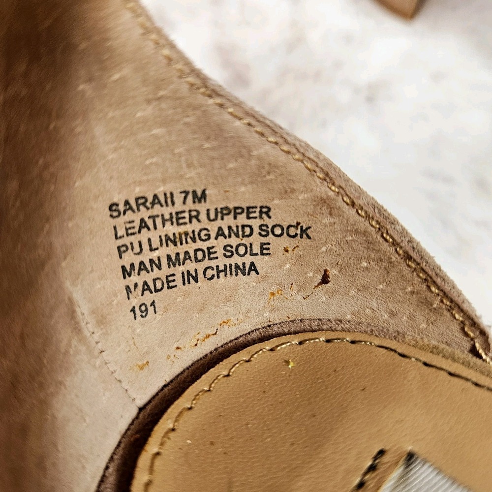 Steve Madden Suede Tan Heels 7M Sarall Open Toes Ankle Straps Office Core Date‎ - Picture 10 of 13
